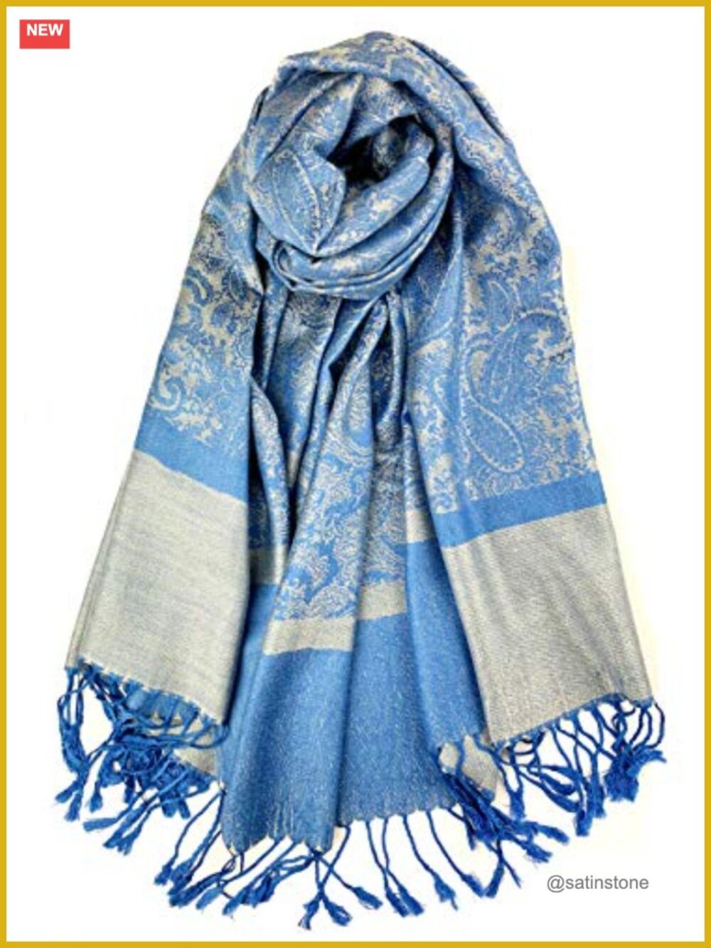 Pashmina Silk Wrap Scarf Vintage Paisley Shawl All Seasons One Size